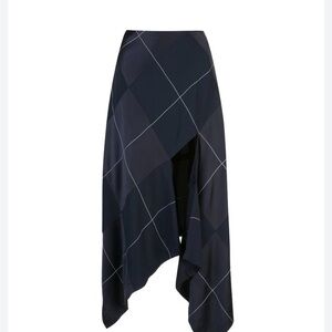 MONSE | Satin paneled plaid skirt